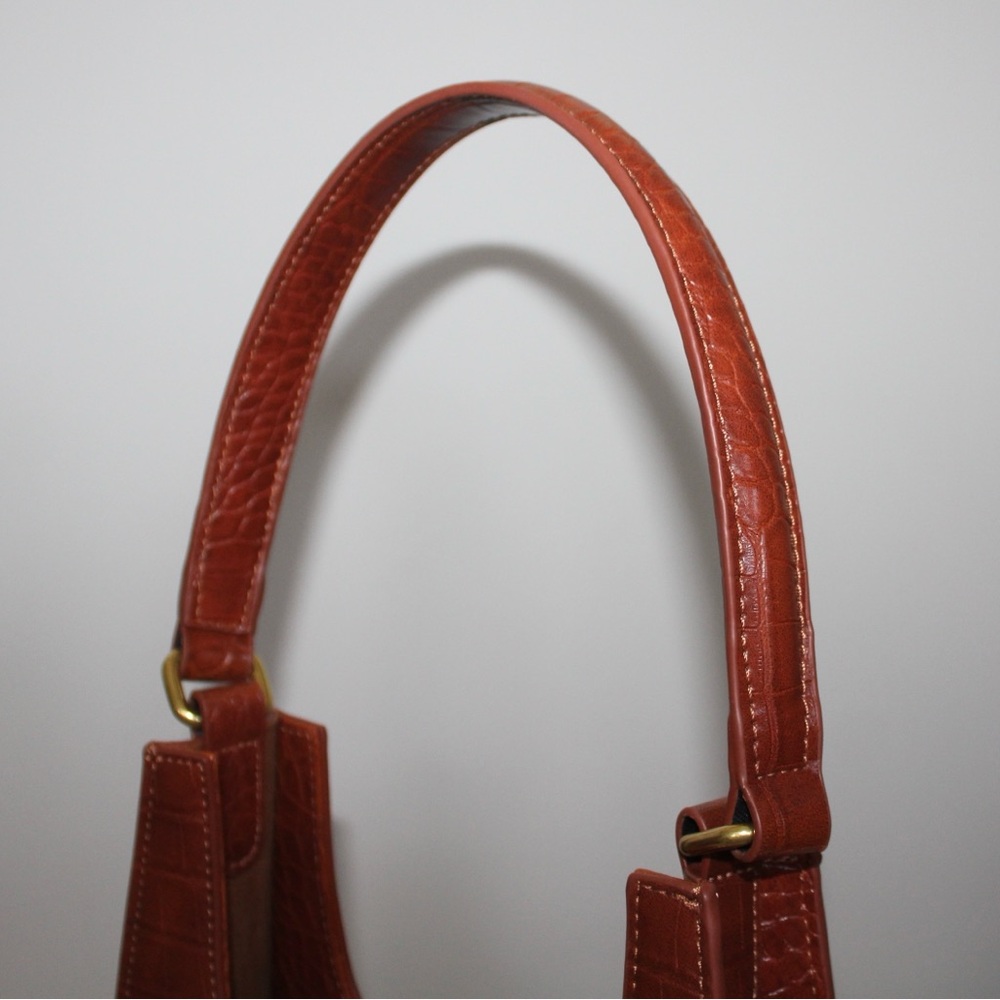 Brown Crocodile-Embossed Shoulder Bag Purse - Picture 11 of 16